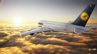 Airbus A380 Lufthansa Sunset HD Wallpaper FullHDwpp Full