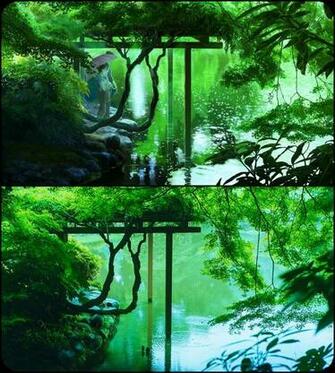Garden Of Words Animated Movie Background Juxtaposed With Real Life