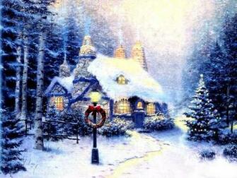 Christmas Cottage Wallpaper