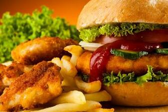 Fast Food Hamburger French Fries Chicken Nuggets Wallpaper