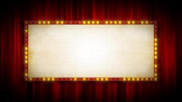 Broadway Cinema Background With Marquee Sign For Text And Red