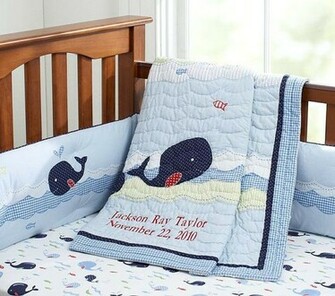 Whale Nautical Nursery Bathroom Decor Ocean Bedding Art Navy