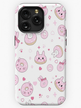 Cute Pink Doughnut Wallpaper iPhone Case By Lemonmochi