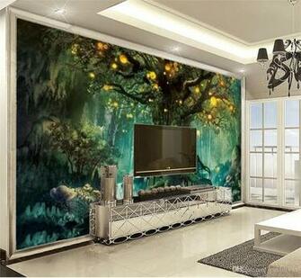 Beibehang 3d Wall Paper Dream Forest Mysterious Big Tree