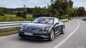 Porsche Taycan Turbo S Color Volcano Grey Metallic Front