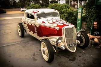 Retro Classic Hot Rod Rat Flames Wallpaper Background