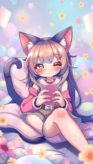 Cat Girl Phone Wallpaper