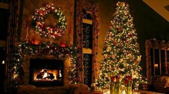 Wallpaper Christmas Tree Ornaments Fireplace