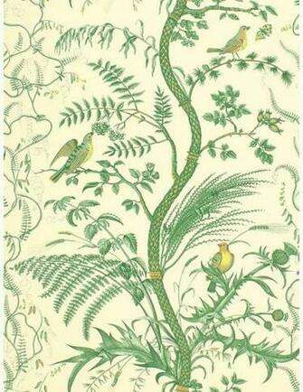 Brunschwig Fils Bird And Thistle Wallpaper Traditional