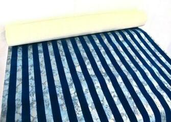 Vintage Flocked Metallic Wallpaper 1960s Midcentury Blue Striped Mi