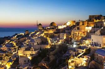 Santorini Wallpaper Night HD Background Image