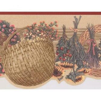 Retro Art Floral Wreath Bouquet Basket Farmhouse Wide Prepasted