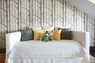 Kids Room With Wallpapered Accent Wall Cottage Boy S