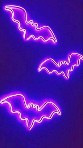 Neon Bat Sign Halloween Wallpaper iPhone Purple