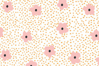 Pink Flowers With And White Polka Dots Wallpaper