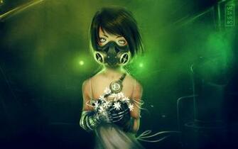 Gas Masks Anime Girls Wallpaper