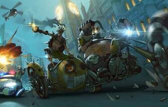 Wallpaper Overwatch Chase Police Road Bike Motorcycle Criminals