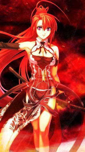 Wallpaper Anime Girl Red Hair Sword Background
