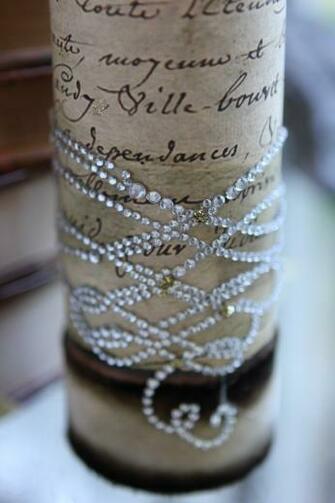 Ribbon Stamped And Embossed Crest Stamp Embellished With Rhinestone