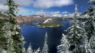 Crater Lake Landscapes Nature Winter Wallpaper Hq