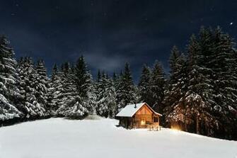 Winter Cabin Wallpaper Full HD