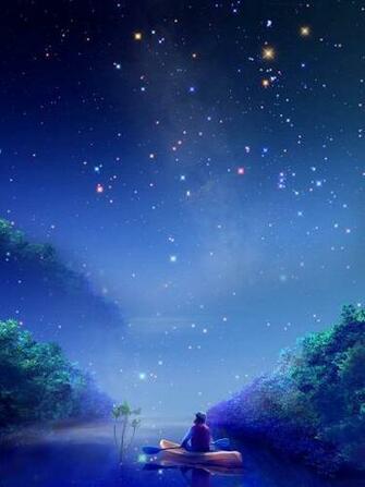 Blue Starry Sky Youth Dreaming Background In