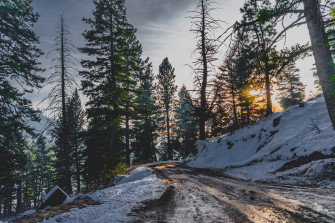 A Beautiful Road In The Winter Covered Snow