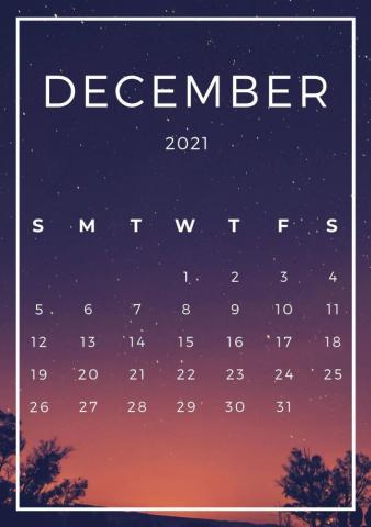 iPhone December Calendar Wallpaper