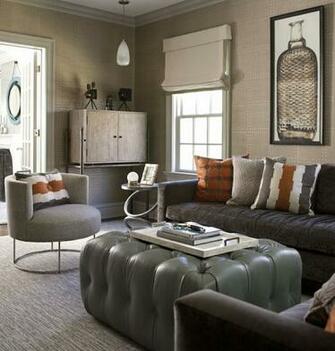 Phillip Jeffries Rivets Wallpaper Contemporary Den Library Office