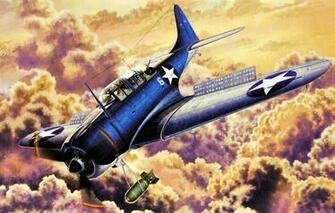Wallpaper War Art Airplane Painting Aviation Douglas Sbd