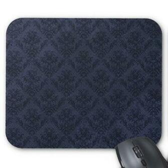 Blue Navy Rustic Damask Vintage Wallpaper Mouse Pad