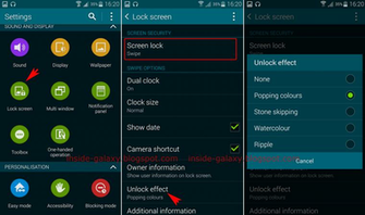 Inside Galaxy Samsung S5 Change Lock Screen Effect In