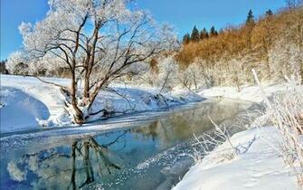 Winter River Wallpaper Top Background