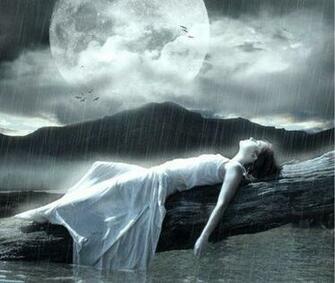Rain 3d Bajo Bella Encantadora Girl Lluvia Moon Mujer