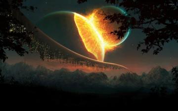 Colliding Planets Wallpaper Fantasy