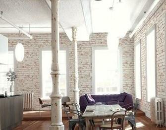 Whitewash Exposed Brick Look A Like New England Wallpaper