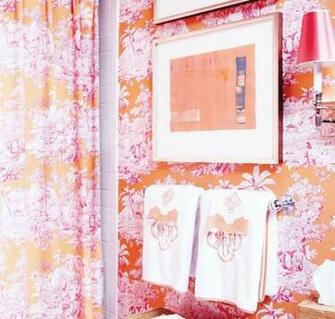 Toile Wallpaper Pink And Orange