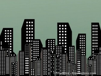 City Skyscraper Silhouettes Urban Background Vector