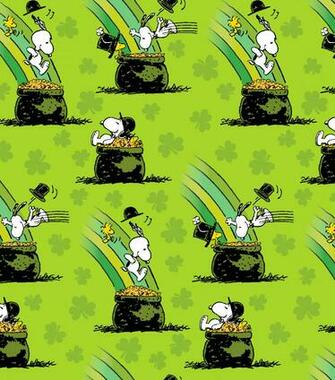 St Pat S Print Fabric Peanuts Pot Of Gold Green Joann