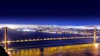 Wallpaper Golden Gate Bridge San Francisco Night City Wide
