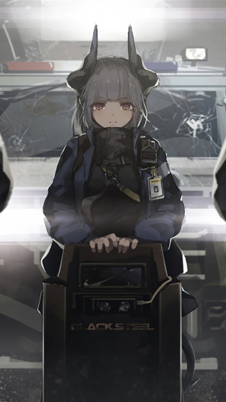 Anime Girl Police Shield Arknights Liskarm 4k Rare
