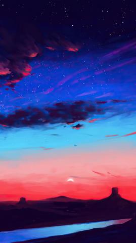 Beautiful Sunset Sky Clouds Secenery Digital Art 4k Wallpaper