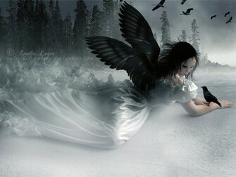 Black Gothic Angel Background Wallpaper
