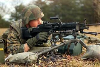 M249 Saw Machine Weapon Gun Military Soldier F Wallpaper