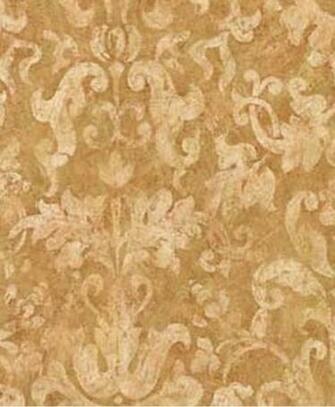 Wallpaper By The Yard Antiqued Acanthus Leaf Scroll Damask Gold Cre