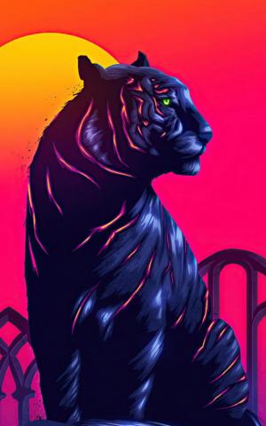Wallpaper Tiger Neon Art Samsung Galaxy Note