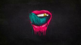 Wallpaper Black Dark Lips Mouth Gold Tongue Teeth Kaskade