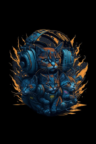 Cats Wearing Headphones Playing Tnt Design Masterbundles