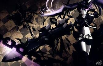 Black Rock Shooter Anime Girl Dress Violet Flame Eyes Chain