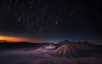 Sky Nature Mountain Space Stars Wallpaper